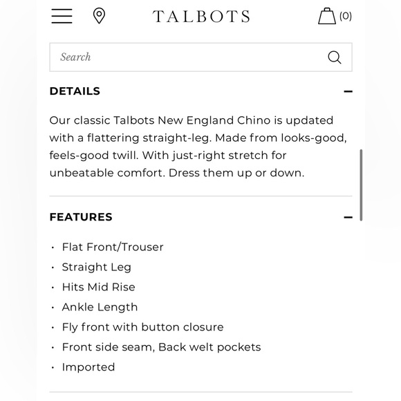 Talbots New England Tan Chino, 10P, NWT - Picture 10 of 10